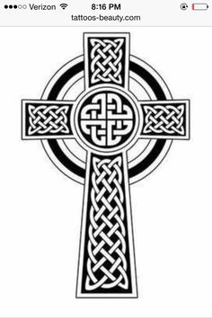 the celtic cross is shown in black and white