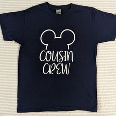 Gildan Heavy Cotton Custom "Cousin Crew" Disney T-Shirt Youth Size M Navy Nwot *See Closet For Matching Sibling Shirt Listing Kids Matching Disney Shirts, Disney Sibling Shirts, Matching Sibling Shirts, Matching Disney Shirts, Cousin Crew, Disney T Shirt, Sibling Shirts, Disney T, Disney Tshirts