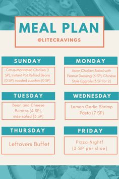 the menu for betty jo's keto meals week 8 is shown in blue and orange