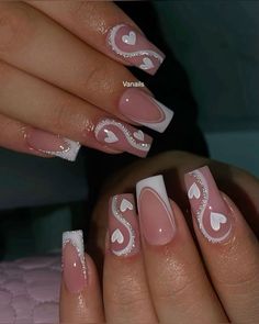 Bow Nail Designs, French Tip Nail Designs, Cute Simple Nails, White Nail, Short Acrylic Nails Designs, Pink Acrylic Nails