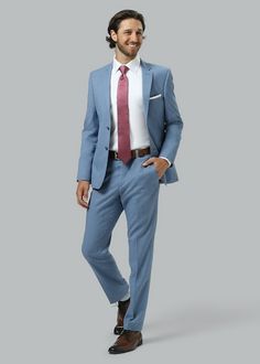 Light Navy Suit, Blue Suit Style, Suit With Suspenders, Casual Groomsmen, Notch Lapel Suit