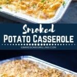 baked potato casserole is shown in two separate pans