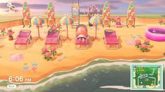 an image of a beach with chairs and umbrellas in the sand on nintendo wii