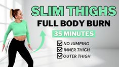 Let's work on slimming down the thighs with this 35 Min Slim Thighs Workout! Get slimmer thighs by getting into a calorie deficit, while also toning the Inne... 20 Min Leg Workout, Leg Workout No Equipment, Outer Thigh Fat, Slimmer Thighs, Dance Aerobics, At Home Leg Workout, Home Leg Workout, Walking Workouts