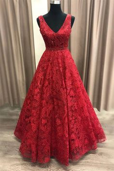 Shiny V Neck Burgundy Lace Long Prom Dress, Burgundy Lace Formal Dress, Sparkly Burgundy Evening Dress Formal Dress Sparkly, Prom Dress Burgundy, Burgundy Evening Dress, Prom Dresses Long Lace, Professional Dress, Burgundy Lace, فستان سهرة