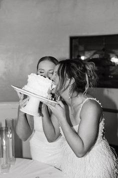 A lighthearted moment as Mackenzie and Taylor playfully enjoy their wedding cake together, capturing their fun-loving personalities. Dressed in elegant gowns, they share a laugh as they indulge in this sweet tradition. A perfect example of couples who embrace the fun side of their big day. See more fun moments from their special day on our blog, and explore thousands of other LGBTQ+ love stories filled with joy and laughter. Southern Baptist Church, Playful Wedding, Type Of Love, San Clemente California, Beachside Wedding, Elegant Gowns, Fun Moments, Modern Luxe