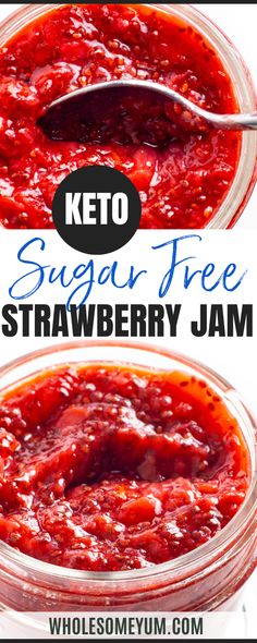 Sugar Free Jam Chia Seed Jam Recipe, Sugar Free Strawberry Jam, Chia Jam Recipe, Strawberry Chia Jam, Jam Toast, Chia Seed Jam, Sugar Free Jam, Best Keto Meals, Low Carb Ice Cream