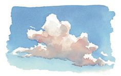 watercolor painting of clouds in the blue sky