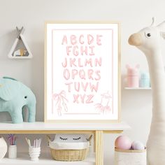 a pink and white poster with the words abc, fghn, klarn, turw, yyz on it