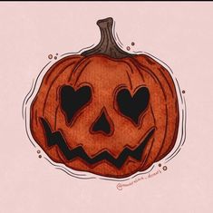 a drawing of a pumpkin with hearts cut out of it