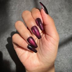 25 Ideas for Fall Cat Eye Nails 2024 - Fall Update 2024 Ruby Nails, Trendy Manicure, Red Cat Eye, Fall Cat, Oval Shaped Nails, Plum Nails, Sugar Plums, Medium Coffin, Essie Gel Couture