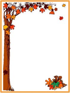 an autumn tree with falling leaves in the foreground and a blank space for text