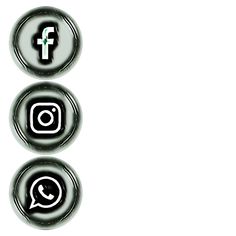 three buttons with the words facebook and whatsapp on them