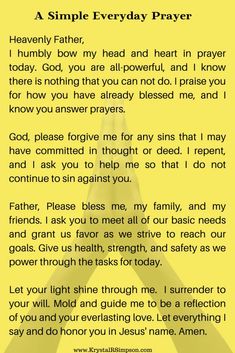 a yellow background with the words simple everyday prayer