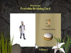 an image of a birthday card with a man in chef's outfit and flowers