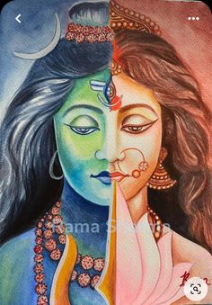 an image of two women with their faces painted in different colors