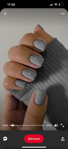 Winter Square Nails Short, Short Square Gray Nails, Short Square Grey Nails, Grey Nail Color Ideas, Gray Manicure With Accent Nail, Gray Coffin Nail Ideas, Dark Grey Acrylic Nails Design, Gray And White Nails Ideas, Grey Nails Square