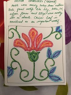 a card with an image of a flower on it and some writing in the middle