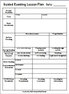 the guided reading lesson plan for students