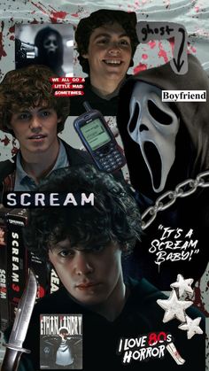 the scream movie poster has been altered to look like it is being watched