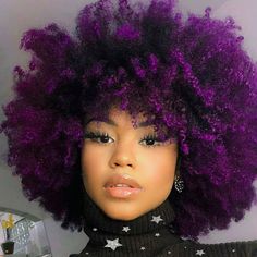 Look at this purple hair, no one could resist hers beauty! Bright color will bring you a special feeling! The Ray, Purple Hair, Hair Colors, African American, Skin Tones, Skin, Stars, Purple, Hair