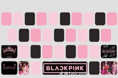 pink and black stickers on a white background