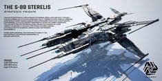 a futuristic fighter jet is shown in this advertisement for the s - 98 sterelis