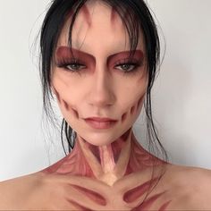 Female Scary Halloween Costumes, Scary Female Costumes, Titan Makeup, Scary Halloween Makeup Ideas, Scary Costume Ideas Women, Female Titan Makeup, Scary Halloween Costume Ideas For Women, Titan Cosplay, Female Titan Cosplay