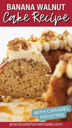 banana walnut cake recipe with caramel frosting