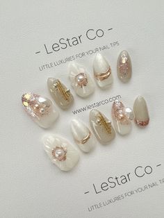 FREE SHIPPING For ODERS OVER $50  AUSTRALIA $79   WORLDWIDE   LeStar Co. press-on nails is reusable and easy to use, give yourself a perfect, non-damaging manicure in seconds for a fraction of the salon cost. Wear them for weeks straight or a few days at a time as you like. KEY FEATURES: - Handmade by our professional nail artist - Flexible and lightweight for comfortable wear - Easy to apply and remove - Long-lasting - Multiple wears - Waterproof Package includes a full set of press on nails (1 Nail Art Mariage, Faux Nails, Pearl Garland, Pearl Nails, Nail Art Wedding, Nails Gel, Dream Nails, Chic Nails, The Salon