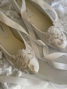 Brides White Wedding Flats,satin OFF-WHITE Shoes Lace Applique With Pearls Lace up Ribbon Ballet Style Slipper, Comfortable Wedding Shoes - Etsy White Flat Heel Wedding Shoes For Formal Occasions, Elegant Flat White Wedding Shoes, Formal Wedding Shoes With White Laces And Closed Toe, Elegant Wedding Shoes With White Laces, Elegant White Flat Heel Wedding Shoes, Elegant White Flat Wedding Shoes, White Flat Heel Wedding Shoes, Silver Closed Toe Wedding Shoes For Reception, Silver Closed Toe Wedding Shoes