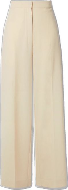 Elegant Beige Wide-leg Dress Pants, Formal Wool Wide Leg Pants For Spring, Beige Straight Leg Pants For Tailoring, Elegant Cream High-waisted Pants, Elegant Wool Wide-leg Pants, Elegant Wide Leg Wool Pants For Spring, Elegant Wool Wide Leg Pants For Spring, Elegant Wool Wide Leg Ankle-length Pants, Elegant Beige Bottoms For Workwear