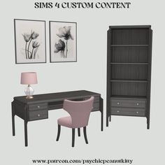 an image of a desk and chair with the text sims 4 custom content