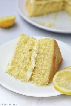 a slice of lemon cake on a plate