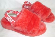 UGG Fluff Yeah Neon Corral Pink Slide Slippers Womens Size 9 Excellent Condition Soft sheepskin upper with lamb's fur for a fun furry look Elastic heel strap offers an easy, secure fit Sheepskin lining and footbed provide warmth and comfort 1.5" wedge for lift Durable molded rubber outsole delivers flexible traction Original Box Not Included PLEASE CHECK OUT SisterStuff2's FEEDBACK AND BUY WITH CONFIDENCE! World Wide Shipping & Handling Calculated Below Based on Your Location All Items ship with Fluff Yeah Slide, Ugg Fluff Yeah, Slippers Womens, Pink Slides, Slide Slippers, Slippers Shoes, Cute Lazy Day Outfits, Neon Coral, Fur Slippers