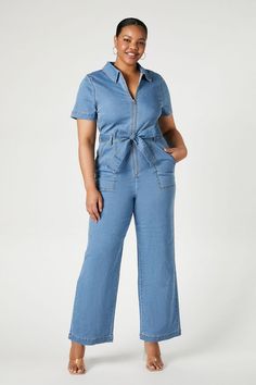 One Friend, Twin Beds, Plus Size Denim, Stretch Denim Fabric, Queen Size Bed, Denim Jumpsuit, On Vacation, Tie Belt, Denim Fabric