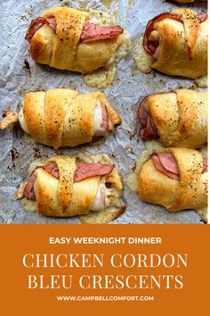 chicken cordon bleu crescents with text overlay