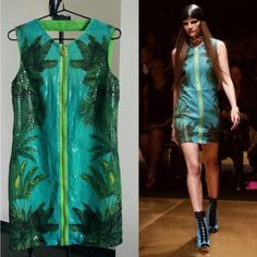 Pre-Loved, Good Condition. *One Missing Sequin, Please See Pics Before Purchasing* Size: 2 Hard To Find, Sold Out, Absolutely Stunning Dress! Dresses Versace, Versace Dress, Palm Tree Print, H M Dresses, Hm Dress, Tree Print, Stunning Dresses, Hard To Find, Sequin Dress