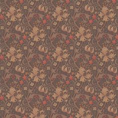 an old fashioned wallpaper pattern with flowers and leaves on brown background, suitable for use in interior or exterior design