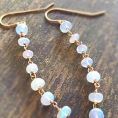 Ethiopian Opal Earrings - October Birthstone Jewellery - Gold Jewelry - Gemstone - Iridescent Handmade Opal Drop Earrings, Handmade White Ethiopian Opal Jewelry, Ethiopian Opal Earrings, Ethiopian Opal Jewelry, Sodalite Necklace, October Birthstone Jewelry, Jasper Earrings, Buy Earrings, Jewellery Gold