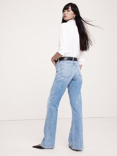 The Relaxed Flare Jean | Banana Republic Family Event, Cut It, First Look, The Earth, Flare Jeans, Banana Republic, Personal Style, Full Length, Cashmere