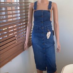 Rachel Rachel Roy Demin Overall Midi Dress Size Azure Wash Mixed Media Dress, Embellished Shirt, Coctail Dresses, Little Red Dress, Tiered Ruffle Dress, Women Bodycon Dress, Mini Tank Dress, Bandeau Dress, Mini Skater Dress