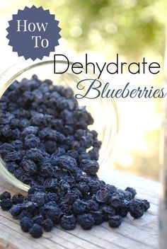 blueberries in a jar with the title how to dehydrate blueberries