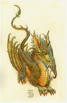 a drawing of a dragon on paper