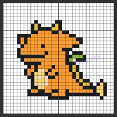 a cross stitch pattern with an orange cat