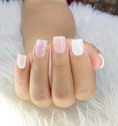 Mail Designs For Natural Nails, Spring Nails Art Designs, Spring Nails Art, Nails Art Designs, Art Designs Ideas, Simple Gel Nails, French Acrylic Nails, Short Square Acrylic Nails