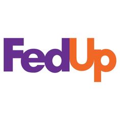 the fed up logo is shown in purple, orange and blue on a white background