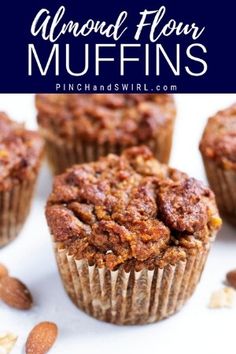 almond flour muffins with text overlay