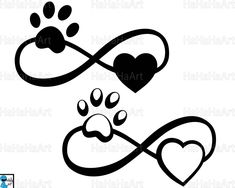 an image of a dog's paw and heart in the shape of a cross