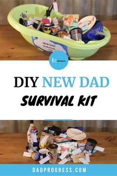 the diy new dad survival kit is on display